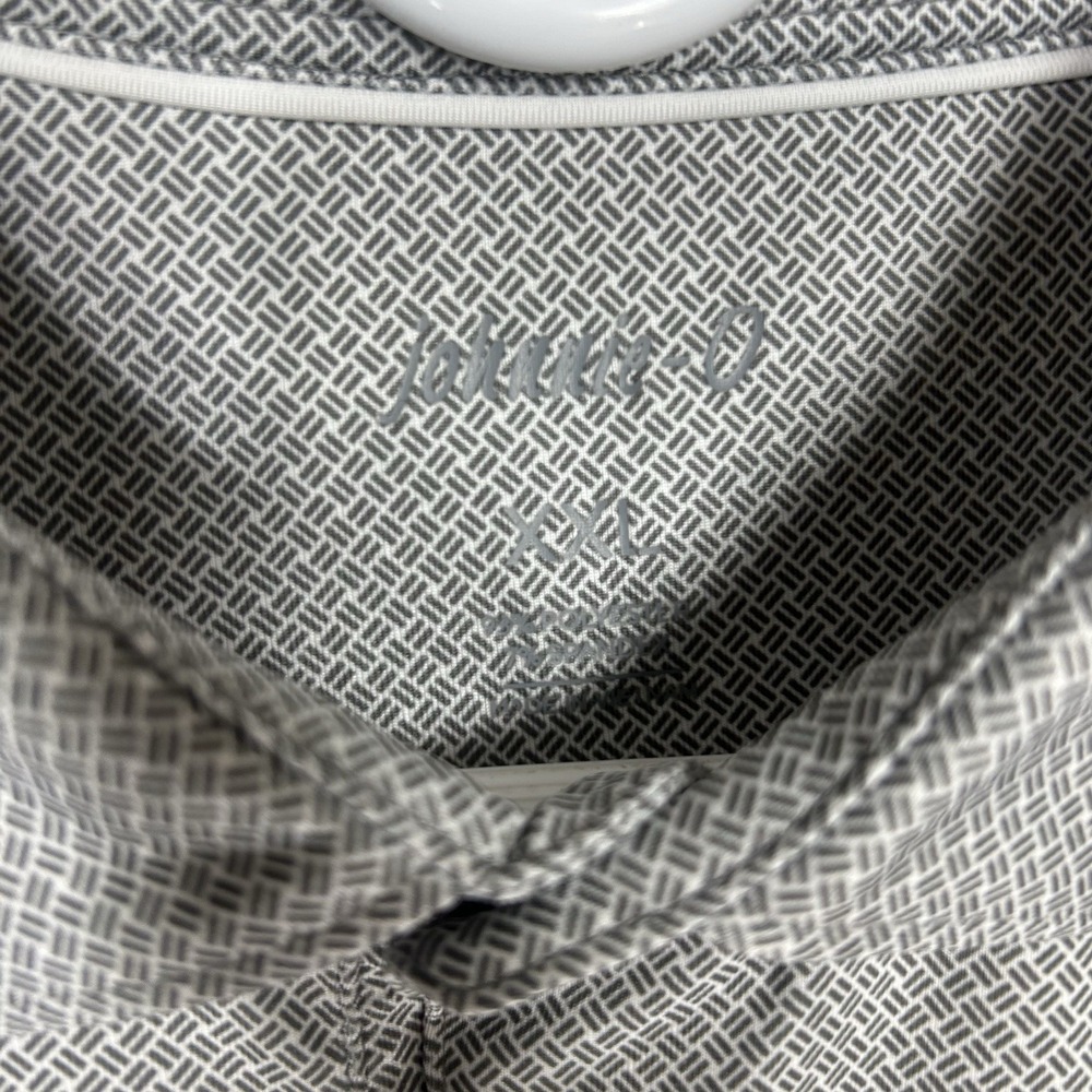 Johnnie O Polo Shirt Mens 2XL Gray Geometric Performance Stretch Bag Boy - Picture 7 of 15